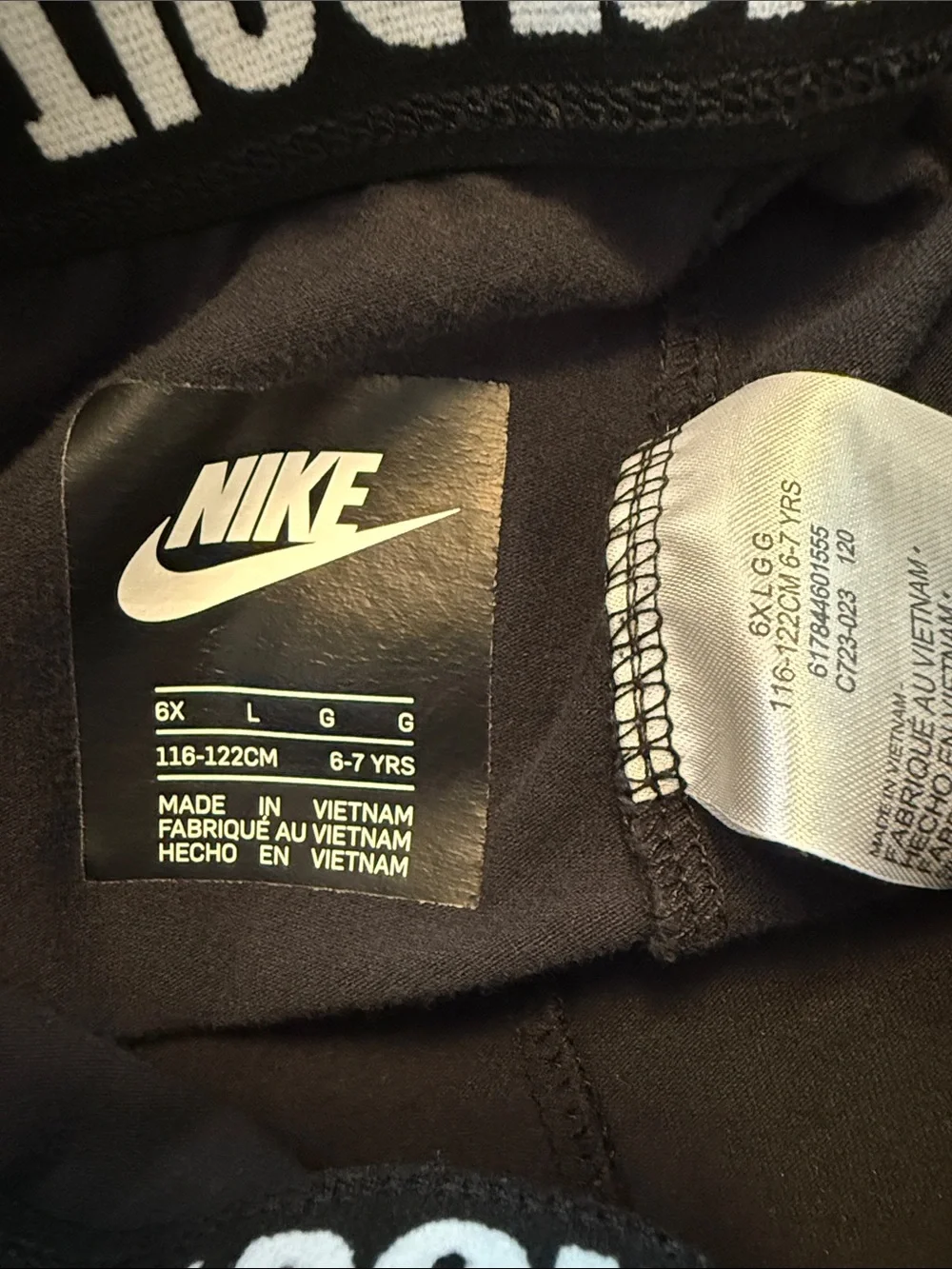 Nike Kids Black Leggings with White Logo